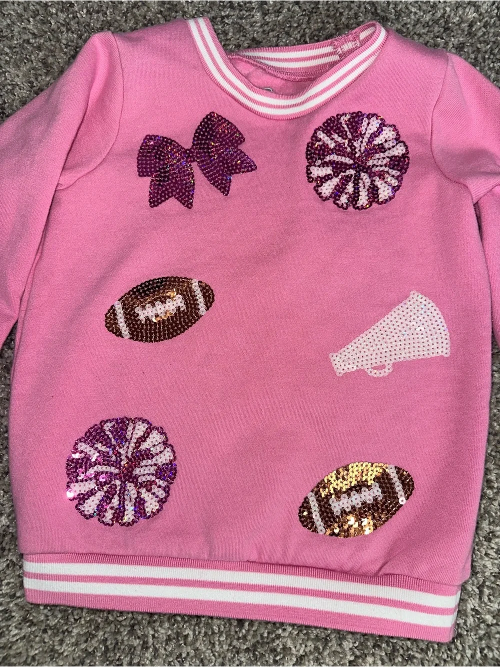 Mud Pie Pink Sequin Football & Cheer Sweatshirt